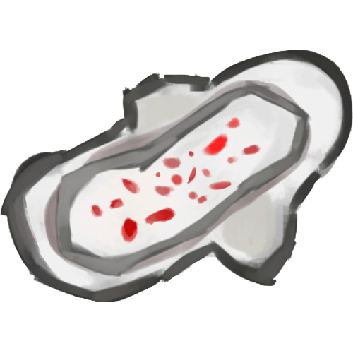 a white pad with blood spotted on it